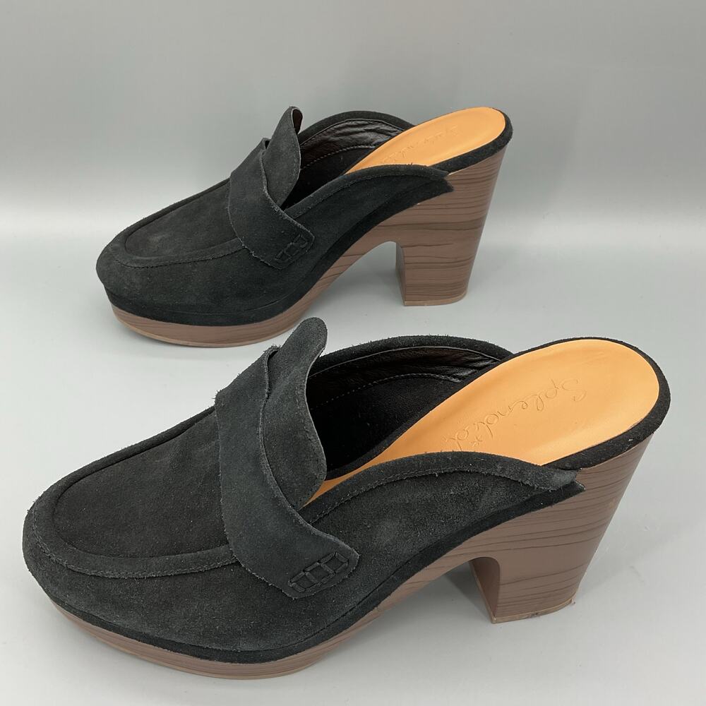 NEW Splendid Women’s Vina Suede Platform Clogs Black Size 10M - Picture 2 of 11